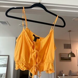 Orange Tie-Front Crop Top